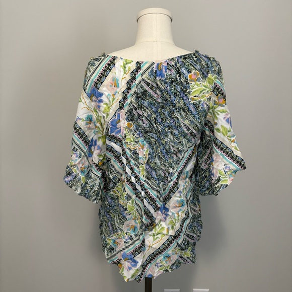 Anthropologie Maeve Maya Floral Flutter Sleeve Blouse Button Shoulder Size 6 - Picture 11 of 14